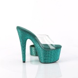 Green 18 cm 712RS pleaser high heels with ankle cuff rhinestone platform