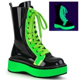 Green neon 5 cm EMILY-350 cyberpunk platform ankle boots