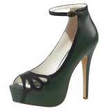 Grön Konstläder 13,5 cm BELLA-31 dam pumps skor med öppen tå