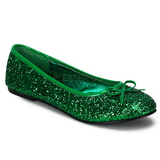 Grön STAR-16G glitter ballerinaskor med platta klack