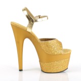 Guld 18 cm ADORE-709-2G glitter platå high heels