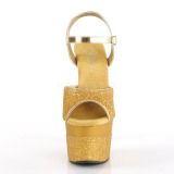 Guld 18 cm ADORE-709-2G glitter platå high heels