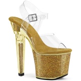Guld 20 cm LOVESICK-708SG glitter platå high heels