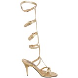 Guld 8 cm ROMAN-10 knähöga gladiator sandaler för damer