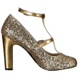 Guld Glitter 10 cm QUEEN-01 stora storlekar pumps skor