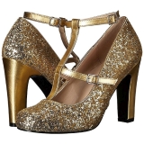 Guld Glitter 10 cm QUEEN-01 stora storlekar pumps skor