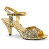 Guld glittrig 8 cm Fabulicious BELLE-309G högklackade sandaletter