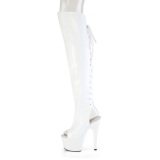 Hologram 18 cm ADORE-3019HWR white thigh high boots open toe with lace up