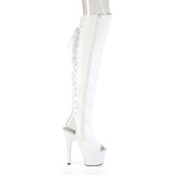 Hologram 18 cm ADORE-3019HWR white thigh high boots open toe with lace up