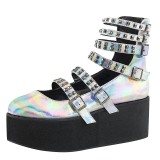 Hologram 7 cm DEMONIA GRIP-31 goth ankle boots with buckles