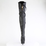 Konstlder 15 cm DELIGHT-3022 Svarta lrhga stvlar med snrning