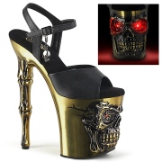LED Skull platform 20 cm pleaser high heels chrome - copper