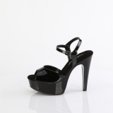 Lack 13 cm MARTINI-509 Svarta platå högklackat sandaler kvinnor