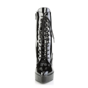 Lackl�der 13,5 cm INDULGE-1020 Svarta st�vletter med stilettklackar