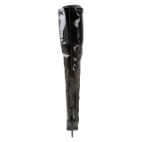 Lackläder 13 cm SEDUCE-3024 Svarta lårhöga stövlar med snörning