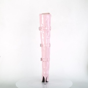 Lackläder 13 cm SEDUCE-3028 Rosa lårhöga stövlar med snörning
