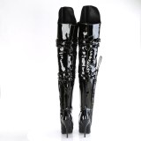 Lackläder 13 cm SEDUCE-3080 lårhöga boots för män och drag queens i svart