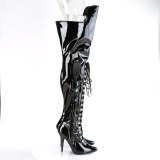 Lackläder 13 cm SEDUCE-3082 lårhöga boots för män och drag queens i svart