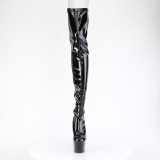 Lacklder 18 cm ADORE-3850 Svarta lrhga stvlar med snrning