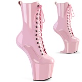 Lacklder 20 cm CRAZE-1040 Heelless ankle boots pony heels rosa