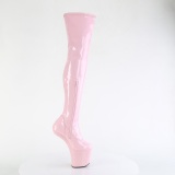 Lacklder 20 cm CRAZE-3000 Heelless overknee platstvlar pony klackar rosa