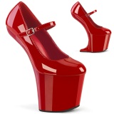 Lackläder 20 cm CRAZE-880 Heelless pumps pony heels röda