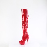 Lackläder boots 15 cm DELIGHT-3018 lårhöga boots med klack og spænder röda