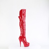 Lackläder boots 15 cm DELIGHT-3018 lårhöga boots med klack og spænder röda