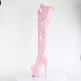 Lacklder boots 20 cm FLAMINGO-3028 lrhga boots med klack og spnder rosa