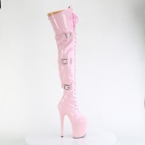 Lacklder boots 20 cm FLAMINGO-3028 lrhga boots med klack og spnder rosa
