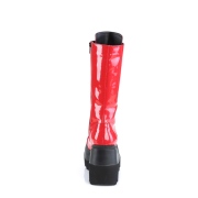 Lackläder platåstövlar 11,5 cm SHAKER-72 goth snörstövlar til kvinder röd