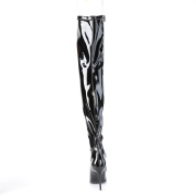 Lackstövlar 10 cm CLASSIQUE-3000 spetsiga lårhöga stövlar med stilettklackar
