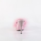 Leatherette 11,5 cm ELEGANT-401F Rosa mules high heels with marabou feathers