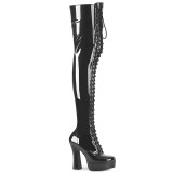 Leatherette 13 cm ELECTRA-3023 overknee boots with laces