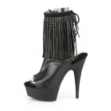 Leatherette 15 cm DELIGHT-1018RSF womens fringe ankle boots high heels