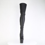 Leatherette 18 cm ADORE-3850 Black overknee boots with laces