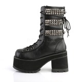 Leatherette 9,5 cm DEMONIA RANGER-305 goth ankle boots with rivets