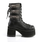 Leatherette 9,5 cm DEMONIA RANGER-305 goth ankle boots with rivets