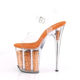 Orange 20 cm FLAMINGO-808GF glitter platå klackar skor