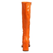 Orange lackstövlar blockklack 7,5 cm - 70 tal hippie boots disco gogo knähöga stövlar