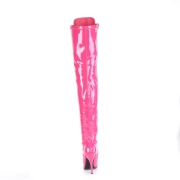 Patent 13 cm SEDUCE-3024 Fuchsia overknee boots with laces