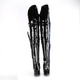 Patent 13 cm SEDUCE-3080 high heeled thigh high boots with buckles