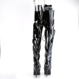 Patent 13 cm SEDUCE-3082 thigh high boots for mens and drag queens in black