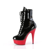 Patent 15,5 cm DELIGHT-1020 Red Platform Ankle Calf Boots
