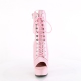 Patent 15 cm DELIGHT-1021 Exotic platform peep toe ankle boots rose