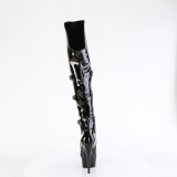 Patent 15 cm DELIGHT-3018 high heeled thigh high boots with buckles black