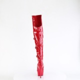 Patent 15 cm DELIGHT-3018 high heeled thigh high boots with buckles red