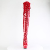 Patent 15 cm DELIGHT-3022 Red overknee boots with laces