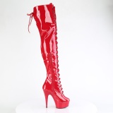 Patent 15 cm DELIGHT-3022 Red overknee boots with laces