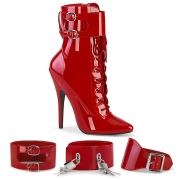 Patent 15 cm DOMINA-1023 Red ankle boots high heels